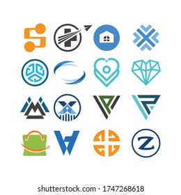 Unusual Icons - vector graphic illustrations in the form of symbols, icons and letters of a simple logo - Isolated on a white background, just add your name to your design, flat design
