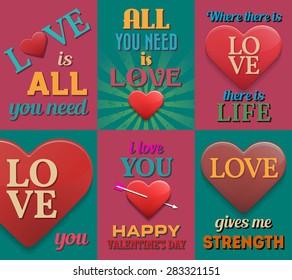 Unusual inspirational love posters. Set 2. Vector illustration