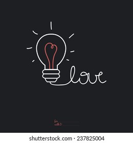 Unusual inspirational and motivational romantic and love quotes posters. Stylish typographic poster design in cute style. Vector illustration can be used like post card. Love light bulb