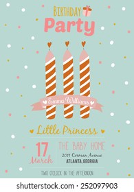 Unusual inspirational, romantic and motivational quotes invitation card. Stylish happy birthday poster in cute style with bright garlands and sparkles for boy. Template for print design.