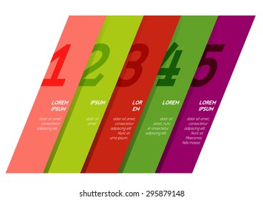Unusual isolated colorful option template for 5 steps