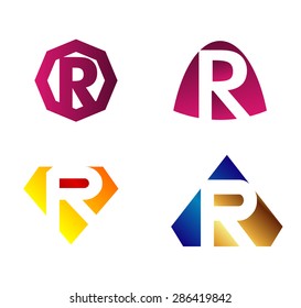 Unusual Letters R Set Vector Illustration 