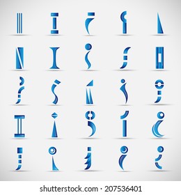 Unusual Letters i Set - Isolated On Gray Background - Vector Illustration, Graphic Design Editable For Your Design 