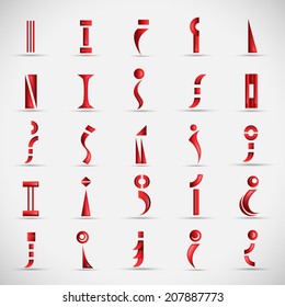 Unusual Letters i Set - Isolated On Gray Background - Vector Illustration, Graphic Design Editable For Your Design 