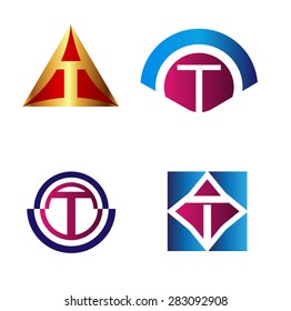 Unusual Letters T Set Vector Illustration
