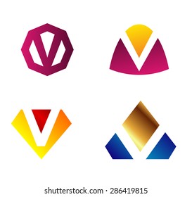 Unusual Letters v Set Vector Illustration 