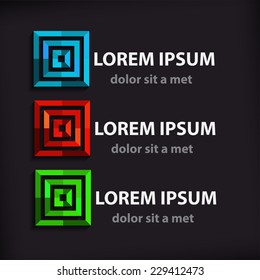 Unusual Logos Set. Vector illustration of geometric shapes