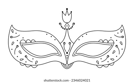 Unusual masquerade mask, black line illustration