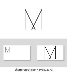 Unusual minimal monogram M and A. Business logo template