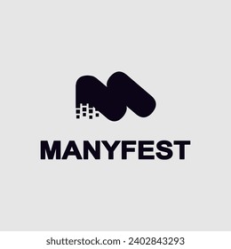 Unusual minimal monogram M . Business logo template,halftone.vector