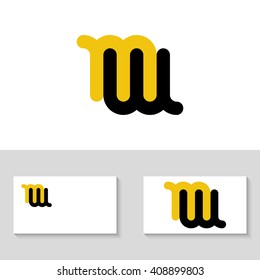 Unusual minimalistic monogram M and W. Letter M and W logo. Business logo template