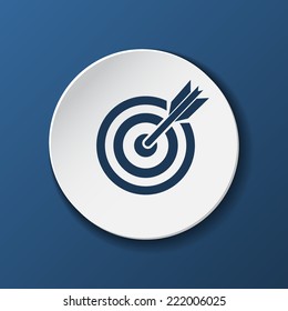 unusual Modern achieving goal paper icon with shadow on blue background. Vector illustrations.