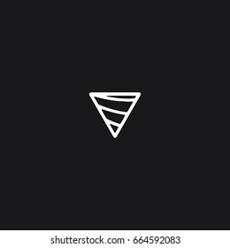 Unusual modern creative elegant artistic geometric black and white color V initial based letter icon logo.