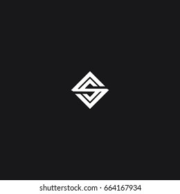 Unusual modern creative elegant diamond shaped fashion brands black and white color S initial based letter icon logo.