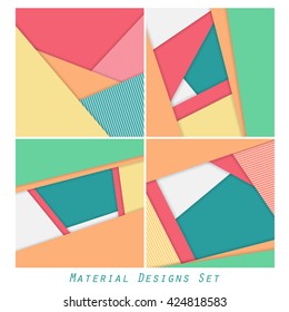 Unusual modern material design vector backgrounds. Geometric shapes. Material design collection. Vector backgrounds set. Eps10 vector illustration