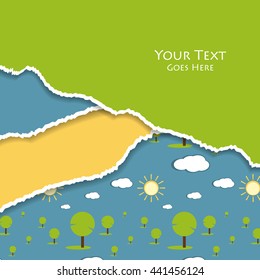 Unusual modern material design vector background over seamless flat pattern. Eps10 vector illustration