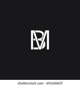 Unusual modern trendy creative connected fashion brands black and white color MB BM M B initial based letter icon logo.