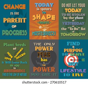 Unusual motivational and inspirational quotes posters. Set 4. Vector illustration