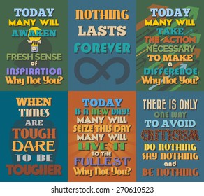 Unusual motivational and inspirational quotes posters. Set 5. Vector illustration