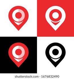 Unusual navigation pointer logo template, location pin icon - Vector