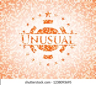 Unusual orange mosaic emblem with background