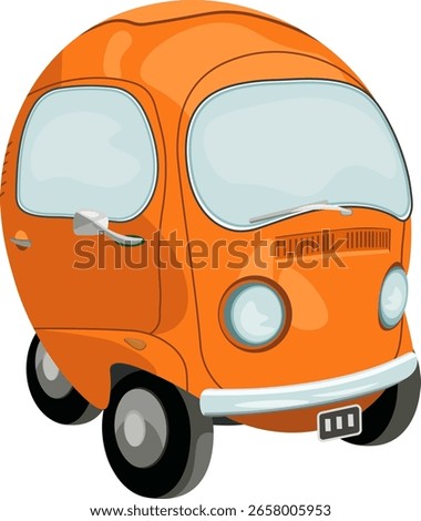 Unusual orange passenger car vector