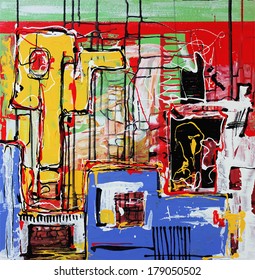 Unusual original art composition of abstract background. Autotrace image. Vector illustration. Acrylic painting
