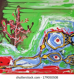 Unusual  original art composition of abstract background. Autotrace image. Vector illustration. Acrylic painting