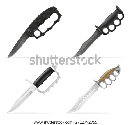 unusual original knife with a knuckle-duster handle weapon vector illustration isolated on white background