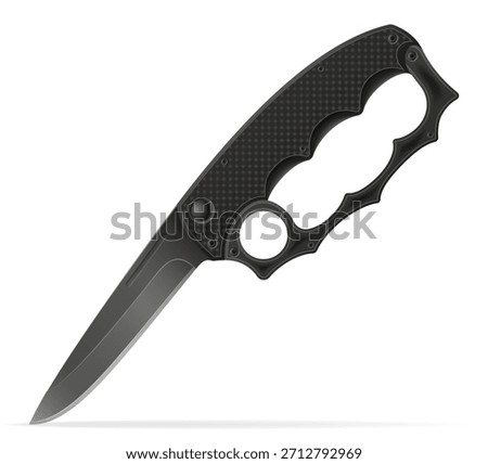 unusual original knife with a knuckle-duster handle weapon vector illustration isolated on white background