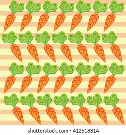 unusual pattern consisting of carrots, arranged in four rows. Rows of carrots direction in different directions relative to each other
