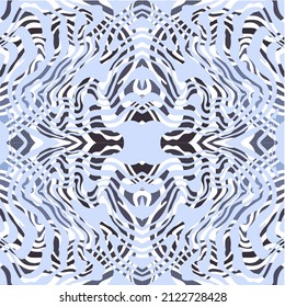 An unusual pattern of embossed wavy lines in blue shades