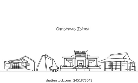 Unusual places to visit on Christmas Island. Culture and attractions of the island in the Indian Ocean. Vector illustration.