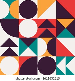 An unusual popular geometric pattern in modern design. Creative abstract background for business and design ideas. Free vector. Figures circle square cross line zig zag triangle.