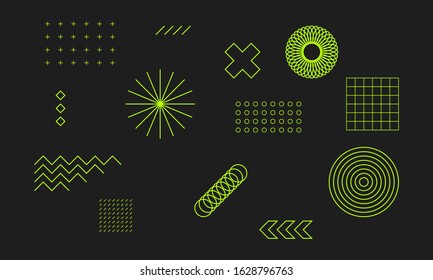 An unusual popular geometric pattern in modern design. Creative abstract background for business and design ideas. Free vector. Figures circle square cross line zig zag triangle.