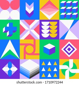 An unusual popular geometric pattern in modern design. Creative abstract background for business and design ideas. Free vector art shapes vector red blue orange colors.