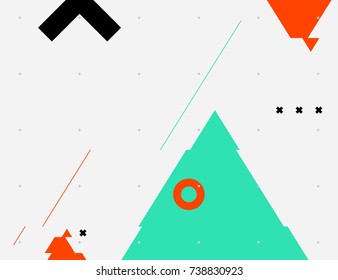 An unusual popular geometric pattern in modern design. Creative abstract background for business and design ideas. Free vector. Figures circle square cross line zig zag triangle.