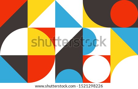 An unusual popular geometric pattern in modern design. Geometric shapes dots construction abstract pattern. Free vector art shapes vector red blue orange colors. 