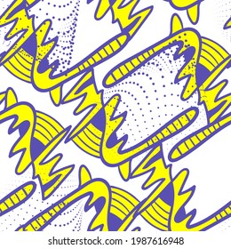 Unusual psychedelic abstract hand drawn seamless pattern
