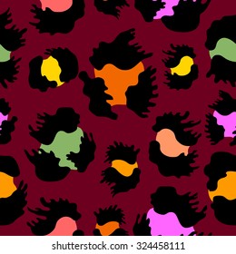 Unusual purple leopard seamless pattern. Safari textile collection.