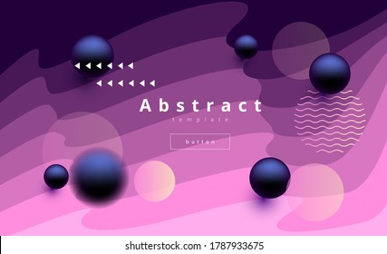unusual purple vector background with wavy blue purple lines and blue balls