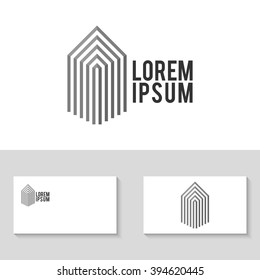 Unusual real estate symbol. Abstract minimalistic building. Business logo template