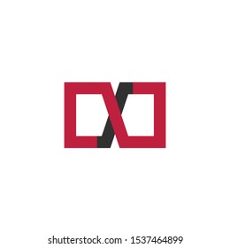 Unusual red and black infinity square Icon or Logo. Stock vector illustration isolated on white background.