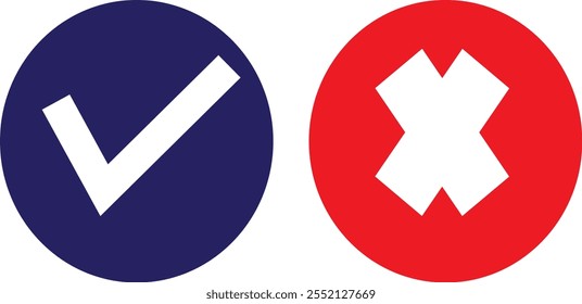Unusual right and wrong symbol in circle - for any use