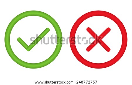 Unusual right and wrong symbol in circle - for any use