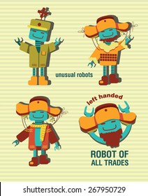 Unusual robots. 3 versions and logo