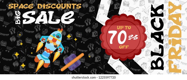 unusual rocket in space poster on sale. stock vector image