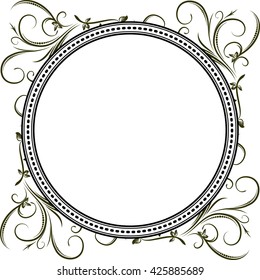 Unusual round vintage floral frame for your design. Vector illustration.