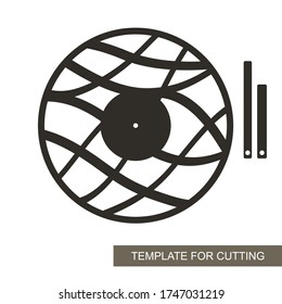 Unusual round wall clock in a minimalistic modern style. Dial without numbers, wave pattern, minute and hour hands. Vector template for laser cutting of paper, wood carving, plywood, metal engraving.