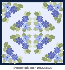 Unusual scarf floral print. Modern style millefleurs. Floral pretty background for scarf print, textile, covers, surface, scrapbooking, decoupage. Bandana, pareo, home textile design